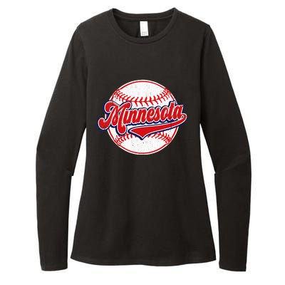 Vintage Minnesota Cityscape Baseball Lover Player And Fans Womens CVC Long Sleeve Shirt