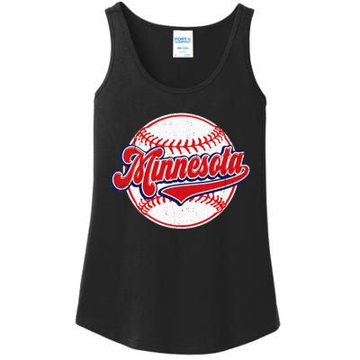 Vintage Minnesota Cityscape Baseball Lover Player And Fans Ladies Essential Tank