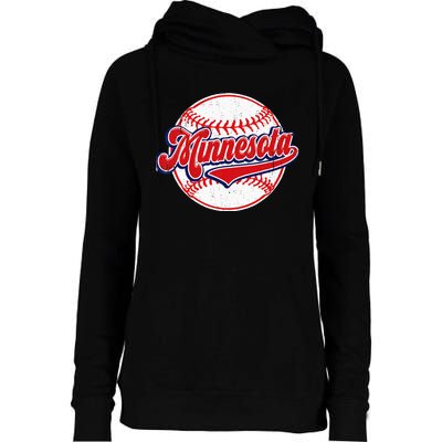 Vintage Minnesota Cityscape Baseball Lover Player And Fans Womens Funnel Neck Pullover Hood