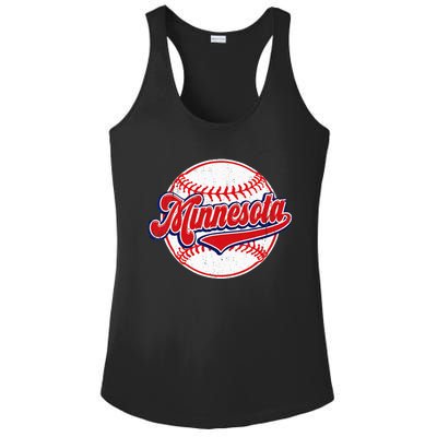 Vintage Minnesota Cityscape Baseball Lover Player And Fans Ladies PosiCharge Competitor Racerback Tank