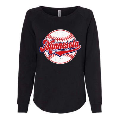 Vintage Minnesota Cityscape Baseball Lover Player And Fans Womens California Wash Sweatshirt