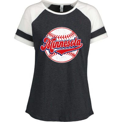 Vintage Minnesota Cityscape Baseball Lover Player And Fans Enza Ladies Jersey Colorblock Tee