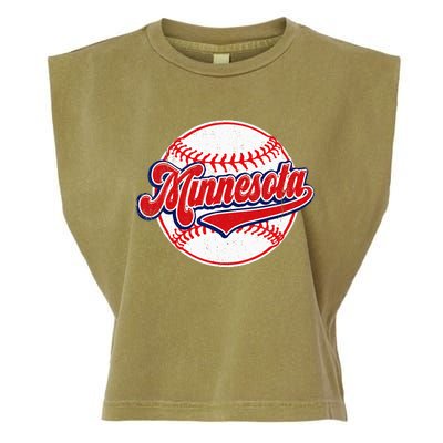 Vintage Minnesota Cityscape Baseball Lover Player And Fans Garment-Dyed Women's Muscle Tee