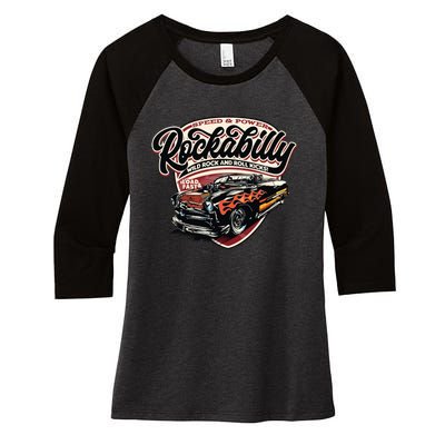 Vintage Muscle Car Graphic Women's Tri-Blend 3/4-Sleeve Raglan Shirt