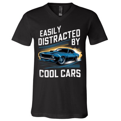 Vintage Muscle Car Easily Distracted By Cool Cars V-Neck T-Shirt
