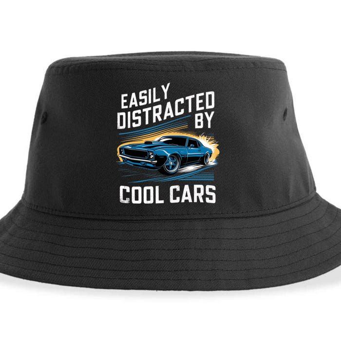 Vintage Muscle Car Easily Distracted By Cool Cars Sustainable Bucket Hat