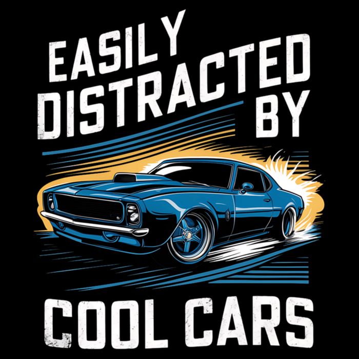 Vintage Muscle Car Easily Distracted By Cool Cars Button