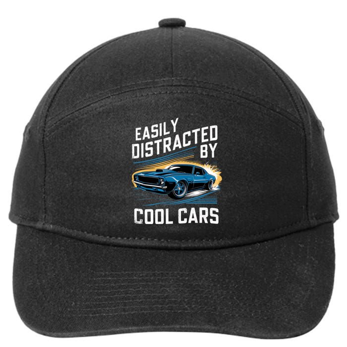 Vintage Muscle Car Easily Distracted By Cool Cars 7-Panel Snapback Hat