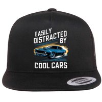 Vintage Muscle Car Easily Distracted By Cool Cars Flat Bill Trucker Hat