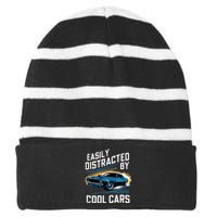 Vintage Muscle Car Easily Distracted By Cool Cars Striped Beanie with Solid Band