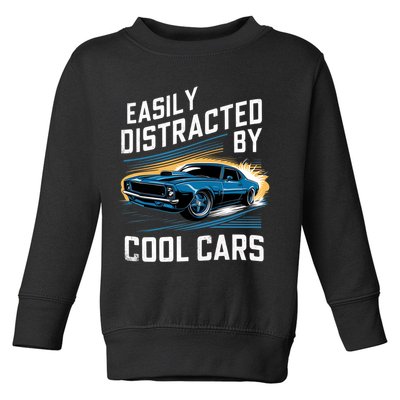 Vintage Muscle Car Easily Distracted By Cool Cars Toddler Sweatshirt