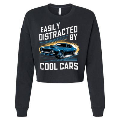 Vintage Muscle Car Easily Distracted By Cool Cars Cropped Pullover Crew