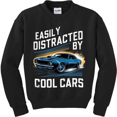 Vintage Muscle Car Easily Distracted By Cool Cars Kids Sweatshirt