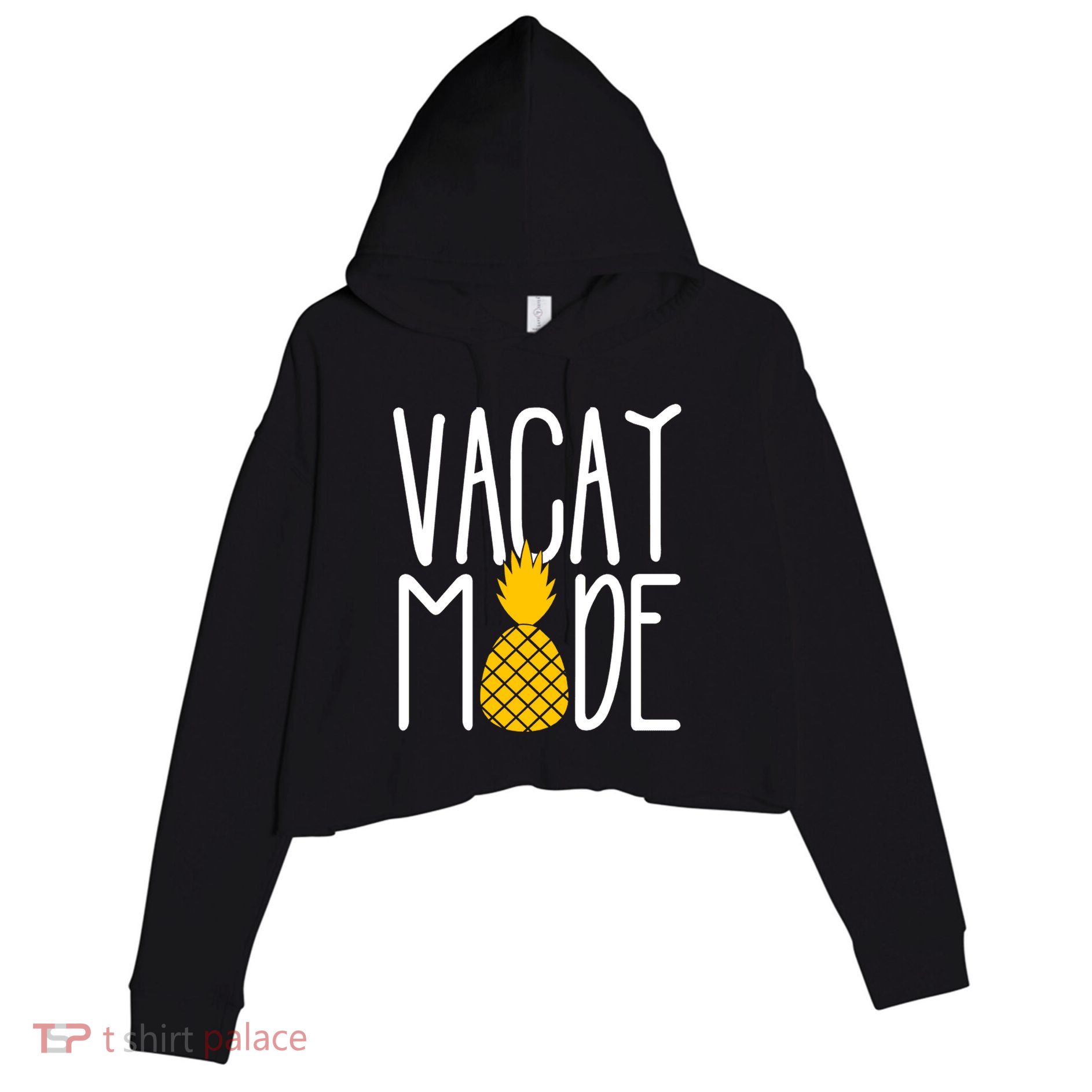 Vacay Mode Cute Pineapple Crop Fleece Hoodie