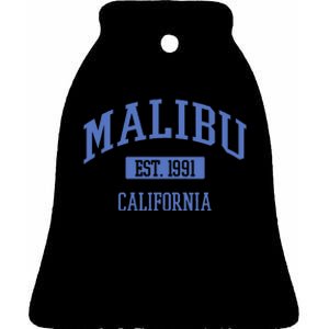 Varsity Malibu California Ceramic Bell Ornament