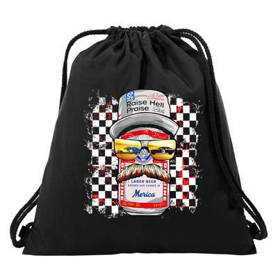 Vintage Motorsport Classic 80s Racing Outfits Drinkin' Beer  Drawstring Bag