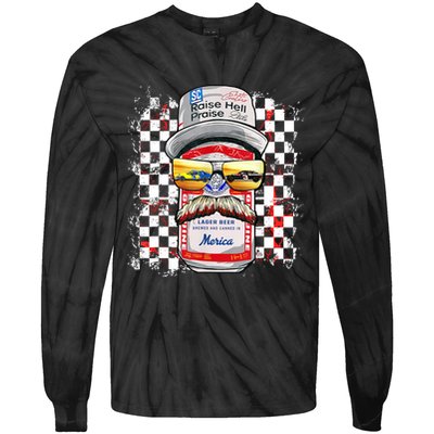 Vintage Motorsport Classic 80s Racing Outfits Drinkin' Beer  Tie-Dye Long Sleeve Shirt
