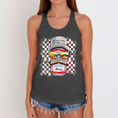 Vintage Motorsport Classic 80s Racing Outfits Drinkin' Beer  Women's Knotted Racerback Tank