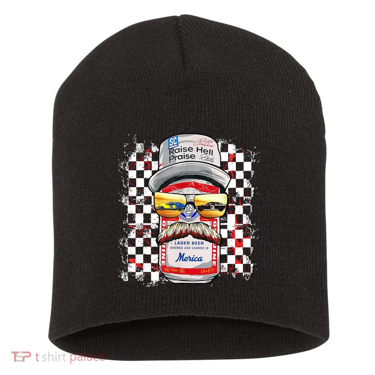 Vintage Motorsport Classic 80s Racing Outfits Drinkin' Beer  Short Acrylic Beanie