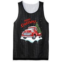 Vintage Merry Christmas Red Pickup Truck Old Fashioned Xmas Long Sleeve Mesh Reversible Basketball Jersey Tank