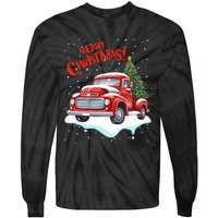 Vintage Merry Christmas Red Pickup Truck Old Fashioned Xmas Long Sleeve Tie-Dye Long Sleeve Shirt