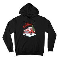 Vintage Merry Christmas Red Pickup Truck Old Fashioned Xmas Long Sleeve Tall Hoodie