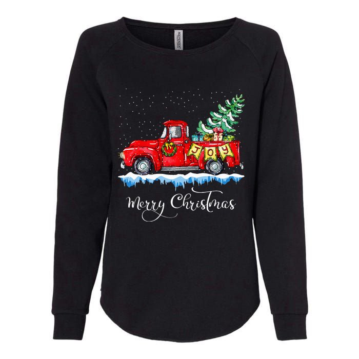 Vintage Merry Christmas Red Truck Old Fashioned Christmas Womens California Wash Sweatshirt