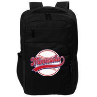 Vintage Minnesota Cityscape Baseball Lover Player And Fans Impact Tech Backpack