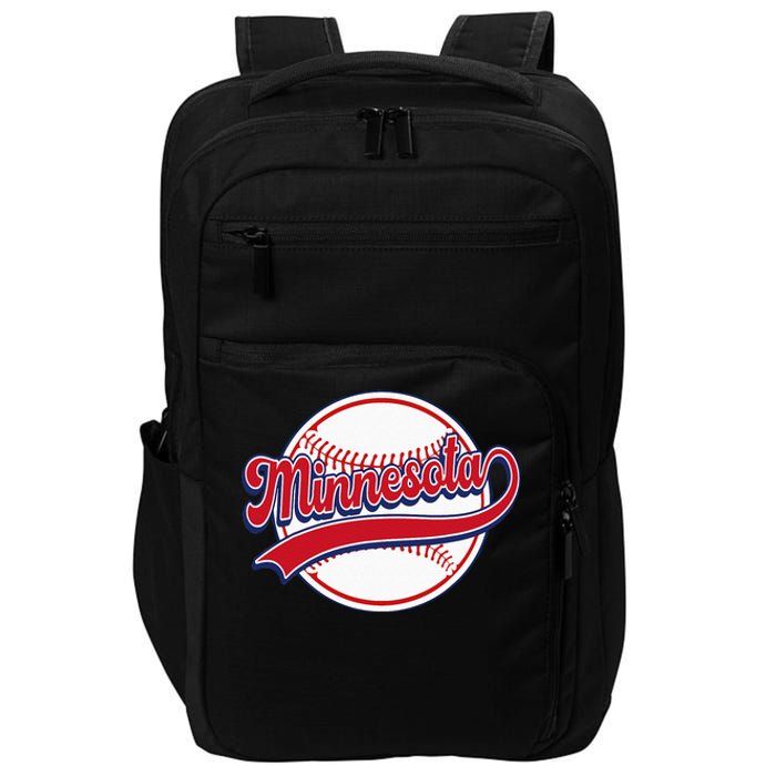 Vintage Minnesota Cityscape Baseball Lover Player And Fans Impact Tech Backpack