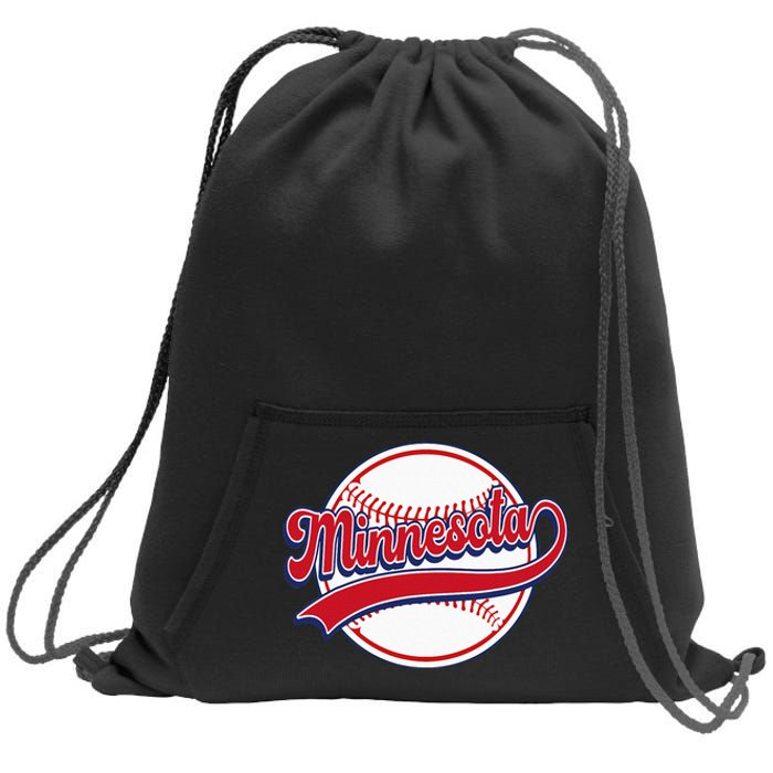 Vintage Minnesota Cityscape Baseball Lover Player And Fans Sweatshirt Cinch Pack Bag