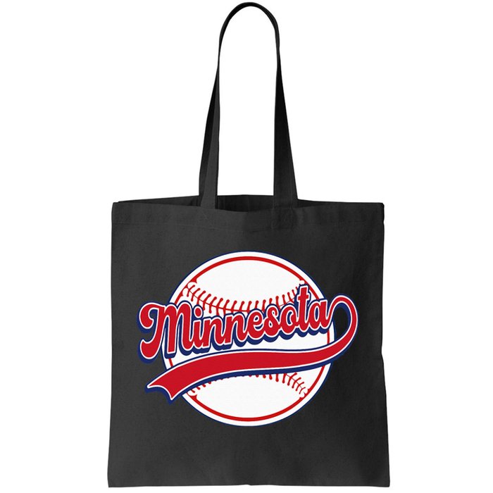 Vintage Minnesota Cityscape Baseball Lover Player And Fans Tote Bag