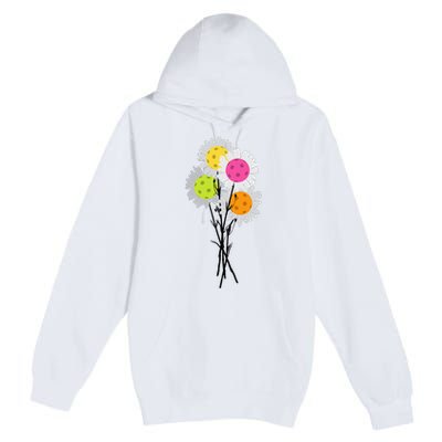 Valentine's Mother's Day Pickleball Flower Bouquet Pretty Premium Pullover Hoodie