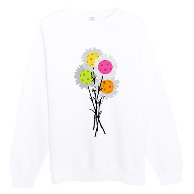 Valentine's Mother's Day Pickleball Flower Bouquet Pretty Premium Crewneck Sweatshirt