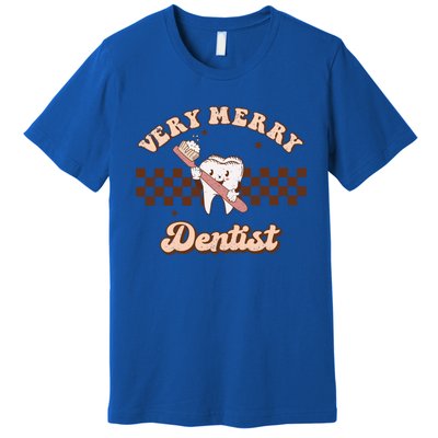 Very Merry Dentist Groovy Dental Squad Christmas Pajamas Cool Gift Premium T-Shirt