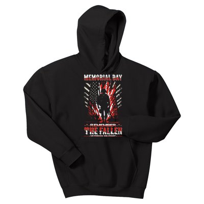 Vintage Memorial Day Remember The Fallen Veteran Military Kids Hoodie