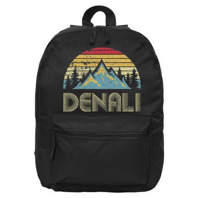 Vintage Mt. Denali National Park Alaska Mountain 16 in Basic Backpack