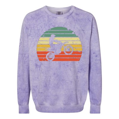 Vintage Motocross Dirt Bike Silhouette Retro Dirt Bike Colorblast Crewneck Sweatshirt