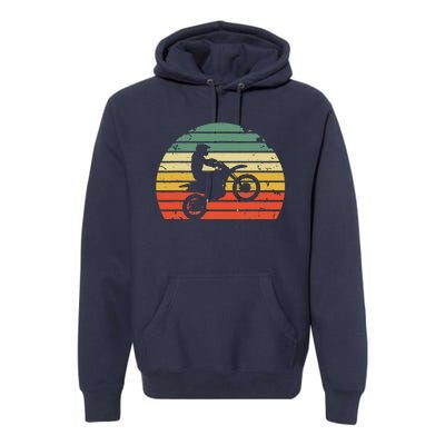 Vintage Motocross Dirt Bike Silhouette Retro Dirt Bike Premium Hoodie