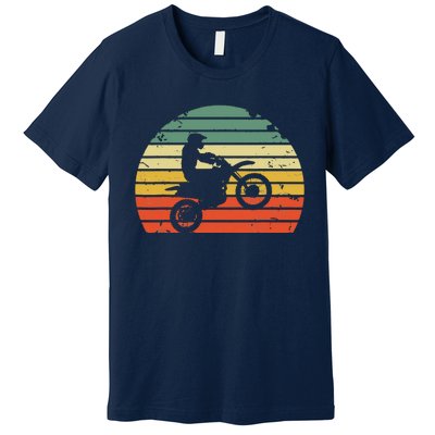 Vintage Motocross Dirt Bike Silhouette Retro Dirt Bike Premium T-Shirt