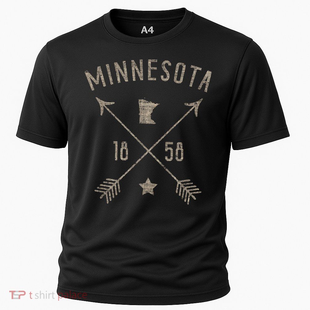 Vintage Minnesota Distressed Home State Map Boho Arrows Performance Shirt