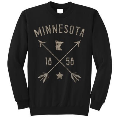 Vintage Minnesota Distressed Home State Map Boho Arrows Sweatshirt
