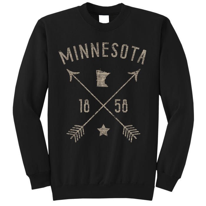 Vintage Minnesota Distressed Home State Map Boho Arrows Sweatshirt
