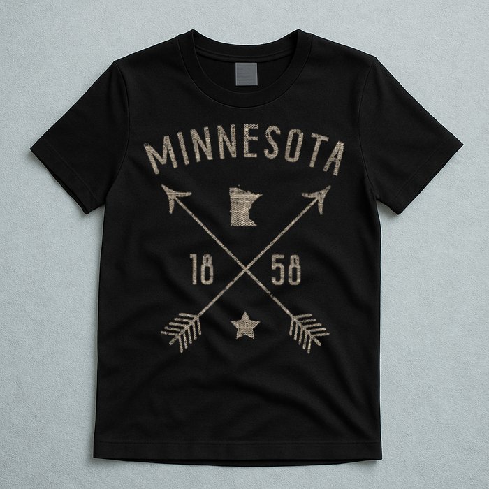 Vintage Minnesota Distressed Home State Map Boho Arrows T-Shirt