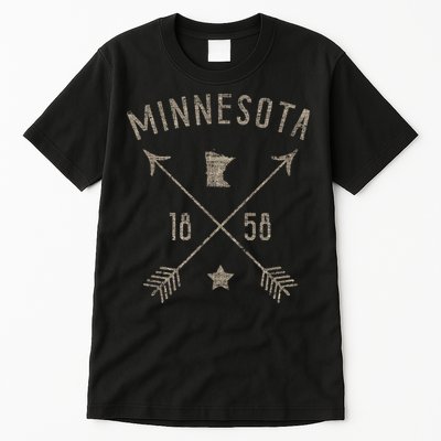 Vintage Minnesota Distressed Home State Map Boho Arrows Tall T-Shirt