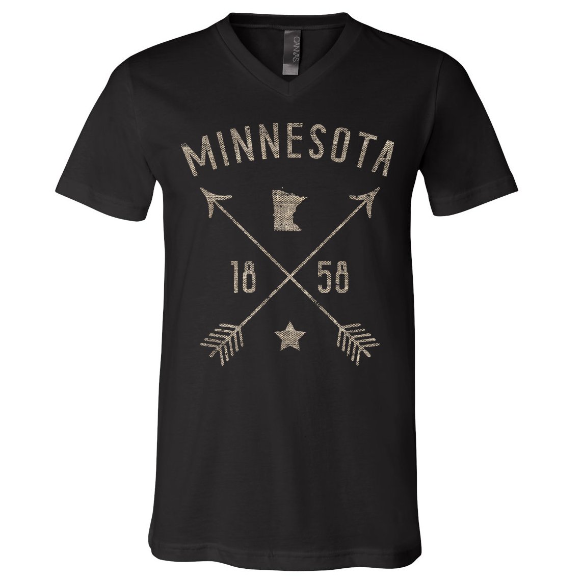 Vintage Minnesota Distressed Home State Map Boho Arrows V-Neck T-Shirt
