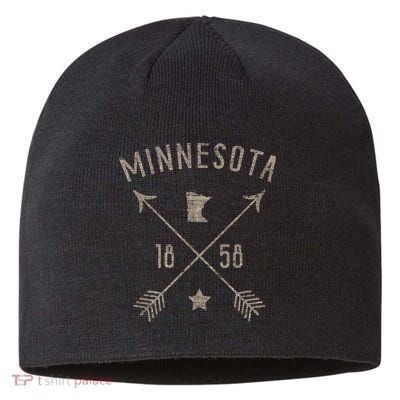 Vintage Minnesota Distressed Home State Map Boho Arrows Sustainable Beanie
