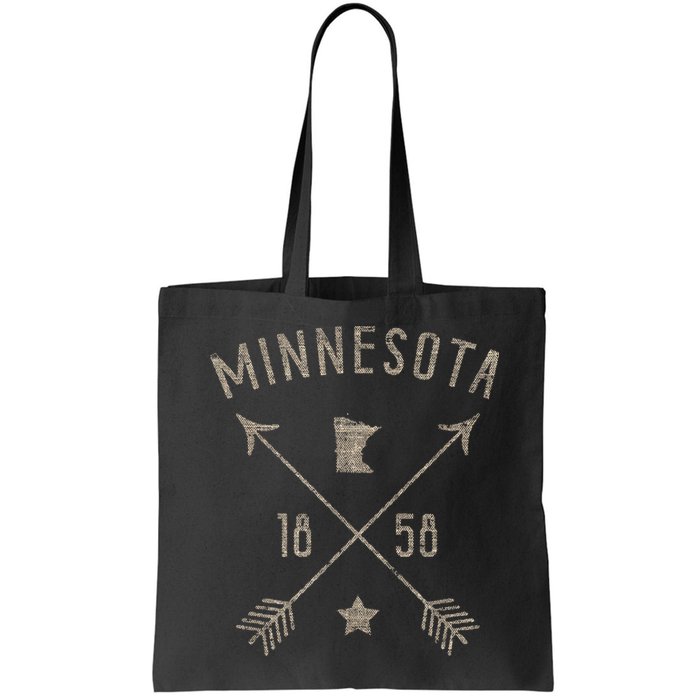 Vintage Minnesota Distressed Home State Map Boho Arrows Bag
