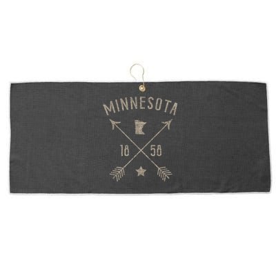 Vintage Minnesota Distressed Home State Map Boho Arrows Large Microfiber Waffle Golf Towel