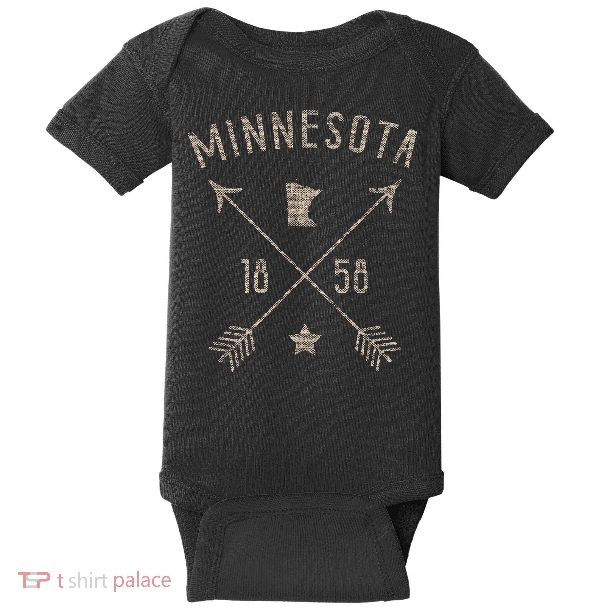 Vintage Minnesota Distressed Home State Map Boho Arrows Baby Bodysuit