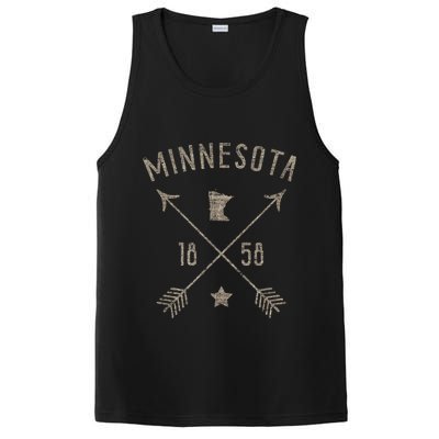Vintage Minnesota Distressed Home State Map Boho Arrows PosiCharge Competitor Tank